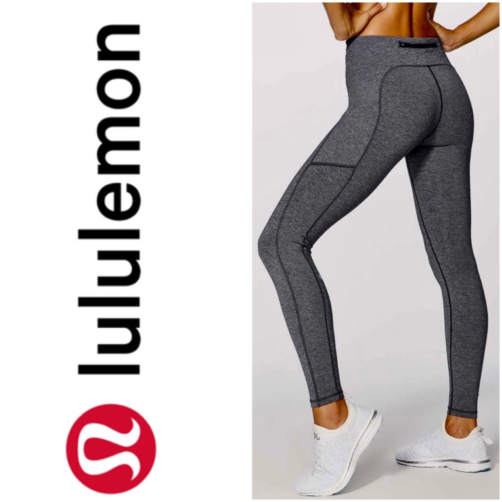 Lululemon Speed Up Tight- Heathered black (Size 6)